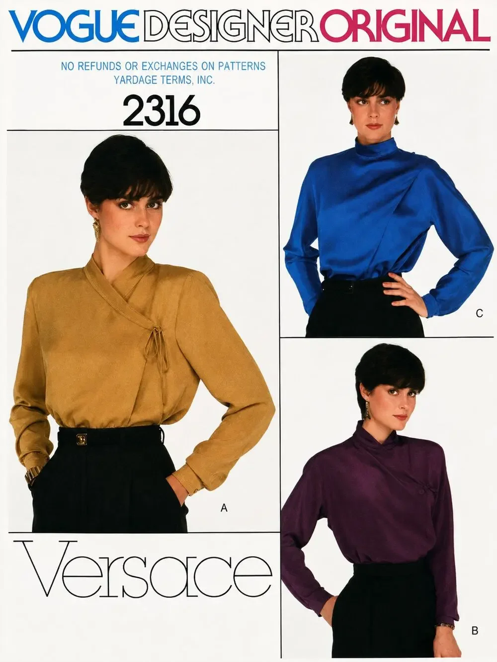 Vogue 2316 Designer Original Sewing Pattern Gianni Versace Misses Sz 12 FF Uncut